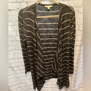 American Eagle Outfitters Charcoal and White Striped Cardigan